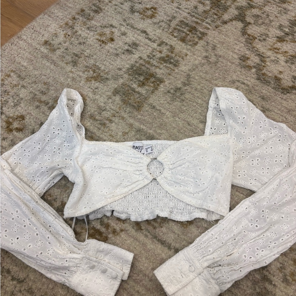 White Eyelet Crop Top